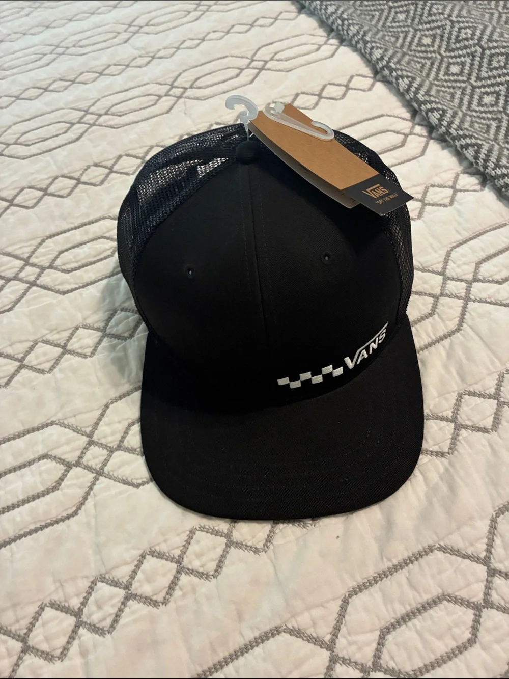 NWT!! Vans Black Cap with White Checker Logo